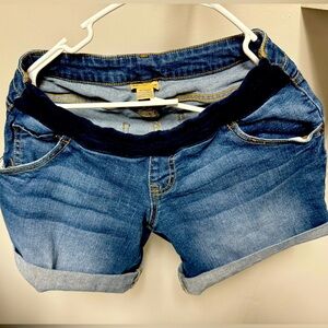 Indigo blue maternity shorts